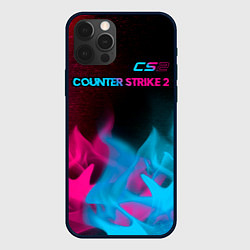 Чехол iPhone 12 Pro Max Counter Strike 2 - neon gradient: символ сверху