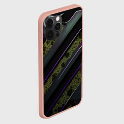 Чехол для iPhone 12 Pro Max Фиолетовые и зеленые вставки, цвет: 3D-светло-розовый — фото 2