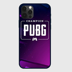 Чехол для iPhone 12 Pro Max PUBG gaming champion: рамка с лого и джойстиком на, цвет: 3D-черный