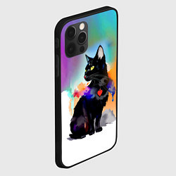Чехол для iPhone 12 Pro Max Чёрная кошечка с сердечком на груди, цвет: 3D-черный — фото 2