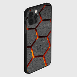 Чехол для iPhone 12 Pro Max Металлические плиты и лава, цвет: 3D-черный — фото 2