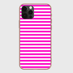 Чехол для iPhone 12 Pro Max Ярко-розовые полосы, цвет: 3D-светло-розовый