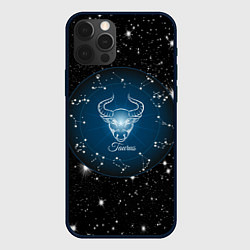 Чехол для iPhone 12 Pro Max Телец знак зодиака на звездном небе, цвет: 3D-черный