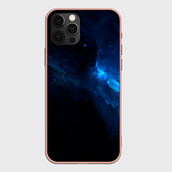 Чехол для iPhone 12 Pro Max Чёрный и синий космос, цвет: 3D-светло-розовый