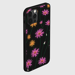 Чехол для iPhone 12 Pro Max Полевые цветы на черном фоне, цвет: 3D-черный — фото 2