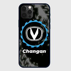 Чехол iPhone 12 Pro Max Changan в стиле Top Gear со следами шин на фоне