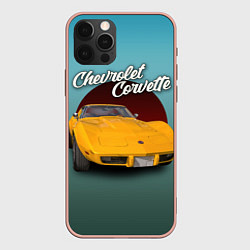 Чехол для iPhone 12 Pro Max Американский спорткар Chevrolet Corvette Stingray, цвет: 3D-светло-розовый