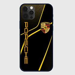 Чехол iPhone 12 Pro Max Porsche - Gold line