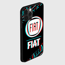 Чехол для iPhone 12 Pro Max Значок Fiat в стиле glitch на темном фоне, цвет: 3D-черный — фото 2