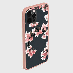 Чехол для iPhone 12 Pro Max Цветущее дерево на темном фоне, цвет: 3D-светло-розовый — фото 2
