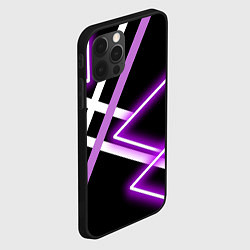 Чехол для iPhone 12 Pro Max Фиолетовые полоски с неоном, цвет: 3D-черный — фото 2