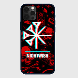 Чехол для iPhone 12 Pro Max Nightwish rock glitch, цвет: 3D-черный
