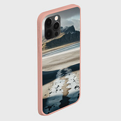 Чехол для iPhone 12 Pro Max Дорога на черный пляж Исландии, цвет: 3D-светло-розовый — фото 2