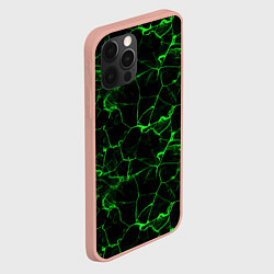 Чехол для iPhone 12 Pro Max Разломы зеленого пламени, цвет: 3D-светло-розовый — фото 2