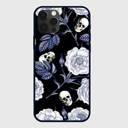 Чехол для iPhone 12 Pro Max Черепа с розами, цвет: 3D-черный