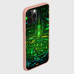 Чехол для iPhone 12 Pro Max Психоделика в зеленом - нейронная сеть, цвет: 3D-светло-розовый — фото 2