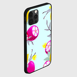 Чехол для iPhone 12 Pro Max Желтые и розовые фрукты с листиками, цвет: 3D-черный — фото 2