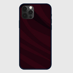 Чехол для iPhone 12 Pro Max Бордовый плавные полосы, цвет: 3D-черный