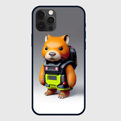 Чехол для iPhone 12 Pro Max Кроха-капибара - киберпанк - нейросеть, цвет: 3D-черный