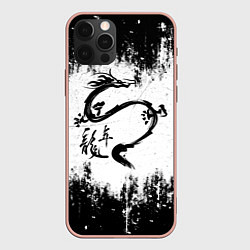 Чехол iPhone 12 Pro Max Японский дракон с иероглифами