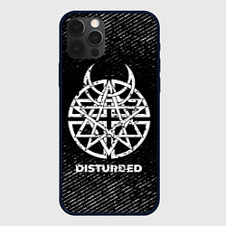 Чехол iPhone 12 Pro Max Disturbed с потертостями на темном фоне