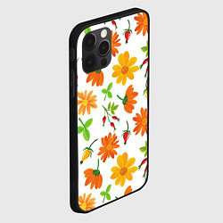 Чехол для iPhone 12 Pro Max Orange flowers, цвет: 3D-черный — фото 2