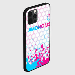 Чехол для iPhone 12 Pro Max Among Us neon gradient style: символ сверху, цвет: 3D-черный — фото 2