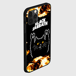 Чехол для iPhone 12 Pro Max Black Sabbath рок кот и огонь, цвет: 3D-черный — фото 2