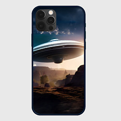 Чехол для iPhone 12 Pro Max НЛО над горами, цвет: 3D-черный