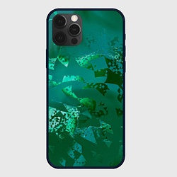 Чехол для iPhone 12 Pro Max Зелёные обрывки фигур, цвет: 3D-черный