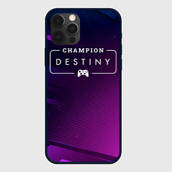 Чехол для iPhone 12 Pro Max Destiny gaming champion: рамка с лого и джойстиком, цвет: 3D-черный