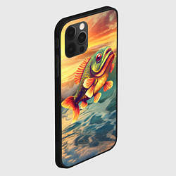 Чехол для iPhone 12 Pro Max Карп выпрыгивает из воды, цвет: 3D-черный — фото 2