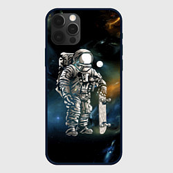 Чехол для iPhone 12 Pro Max Космонавт-скейтбордист, цвет: 3D-черный