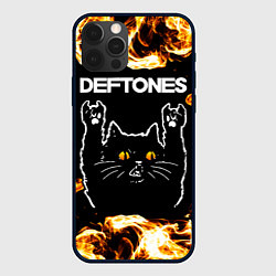 Чехол iPhone 12 Pro Max Deftones рок кот и огонь