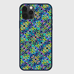 Чехол для iPhone 12 Pro Max Психоделические цветочки, цвет: 3D-черный