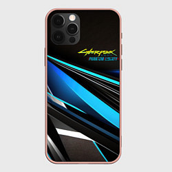 Чехол iPhone 12 Pro Max Cyberpunk 2077 phantom liberty black blue abstract