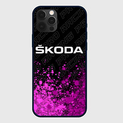 Чехол для iPhone 12 Pro Max Skoda pro racing: символ сверху, цвет: 3D-черный