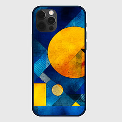 Чехол для iPhone 12 Pro Max Жёлтая и синяя геометрия, цвет: 3D-черный