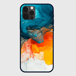 Чехол для iPhone 12 Pro Max Синяя и оранжевая жидкости, цвет: 3D-черный