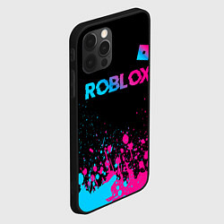 Чехол для iPhone 12 Pro Max Roblox - neon gradient: символ сверху, цвет: 3D-черный — фото 2