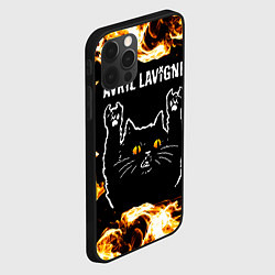 Чехол для iPhone 12 Pro Max Avril Lavigne рок кот и огонь, цвет: 3D-черный — фото 2