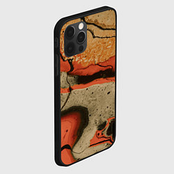 Чехол для iPhone 12 Pro Max Оранжевые и бежевые потоки красок, цвет: 3D-черный — фото 2