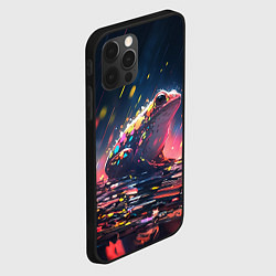 Чехол для iPhone 12 Pro Max Лягушка под дождем - нейросеть, цвет: 3D-черный — фото 2