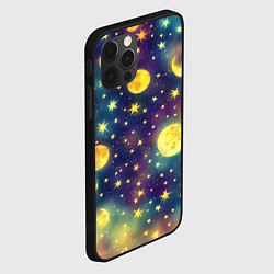 Чехол для iPhone 12 Pro Max Космос, Луна и Солнце, цвет: 3D-черный — фото 2