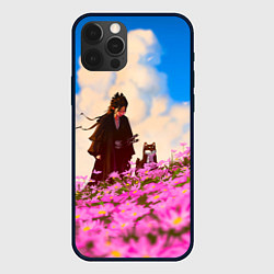 Чехол для iPhone 12 Pro Max Девушка самурай и сиба ину, цвет: 3D-черный