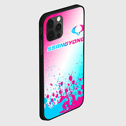 Чехол для iPhone 12 Pro Max SsangYong neon gradient style: символ сверху, цвет: 3D-черный — фото 2