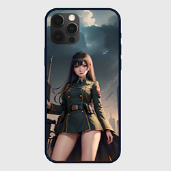 Чехол для iPhone 12 Pro Max Девушка офицер с винтовкой, цвет: 3D-черный