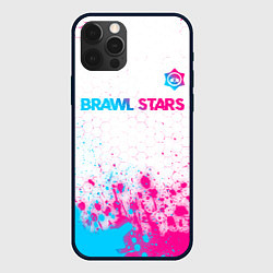 Чехол для iPhone 12 Pro Max Brawl Stars neon gradient style: символ сверху, цвет: 3D-черный