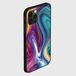 Чехол для iPhone 12 Pro Max Красочные волны, цвет: 3D-черный — фото 2