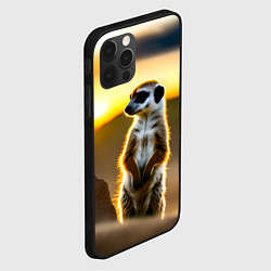 Чехол для iPhone 12 Pro Max Сурикат на фоне рассвета, цвет: 3D-черный — фото 2